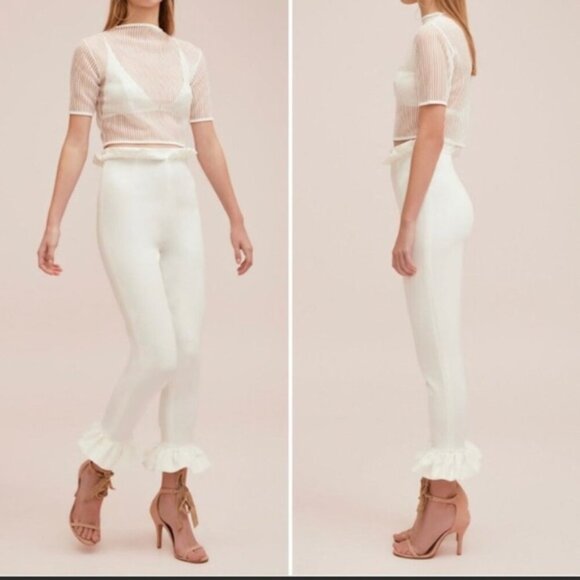 NWT Keepsake The Label Only Love High Waist Ruffle Pant in Ivory - Picture 1 of 6